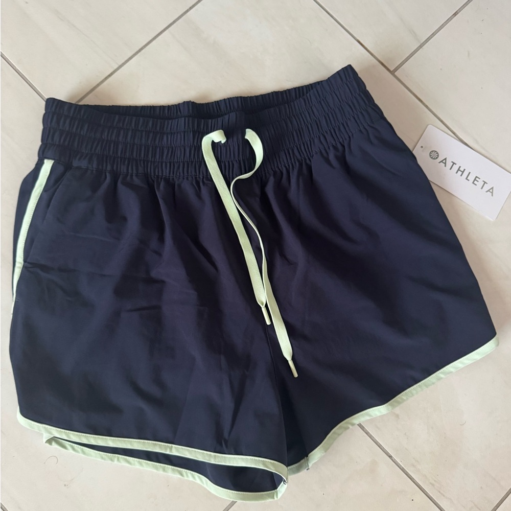 Athleta Blue and Green Athletic Shorts Lightweight Elastic Waist